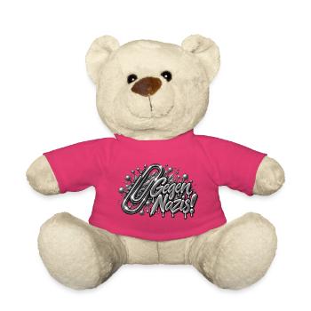 Briefklammer - Gegen Nazis - Büroklammer - Teddy - Pink - Vorne