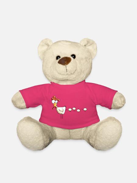 Poule pond un oeuf dessin animé - Nounours - rose