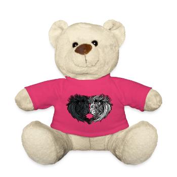 Portrait double lion en noir et blanc - Nounours - rose - Devant