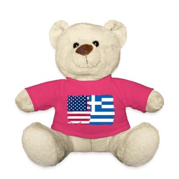 US Griechenland Flagge Fusion - Teddy - Pink - Vorne