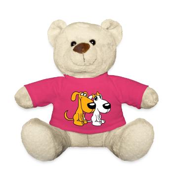 2 Hunde Team Zwei Freunde Liebe Pärchen Verliebt - Teddy - Pink - Vorne