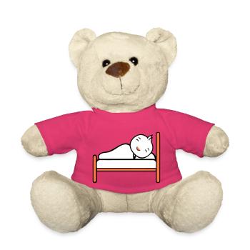 Bird Sleeps Bed Tired Night Recover Blanket Lazy - Teddy Bear - pink - Front