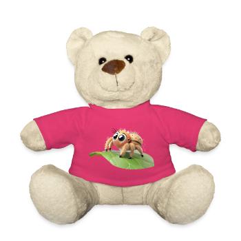 Neugierige kleine Philippus-Spinne auf einem Blatt - Teddy - Pink - Vorne