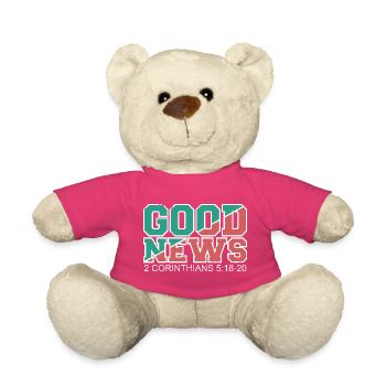 BONNES NOUVELLES Verset biblique Évangile - Nounours - rose - Devant