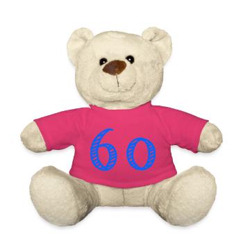 60. 60 ANS. 60e ANNIVERSAIRE. ANNIVERSAIRE 60 ANS. - Nounours - rose - Devant