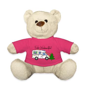 Frohe Weihnachten für Wohnmobil-Camper  - Teddy - Pink - Vorne