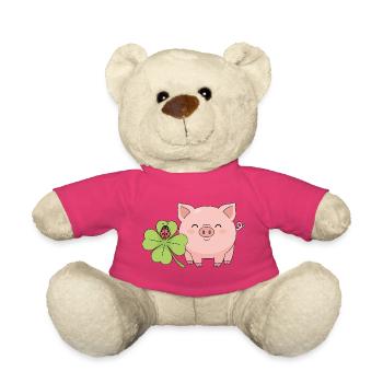 Lucky Pig Clover Ladybug - Teddy Bear - pink - Front