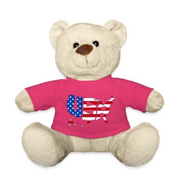 USA Lettreries America Outline Drapeau américain - Nounours - rose - Devant