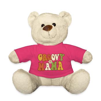 Groovy Mama Retro Flower Typography - Teddy Bear - pink - Front
