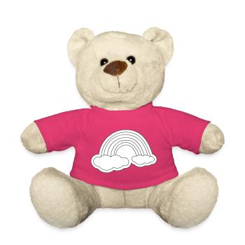 Minimalistischer Regenbogen auf Wolken - Teddy - Pink - Vorne