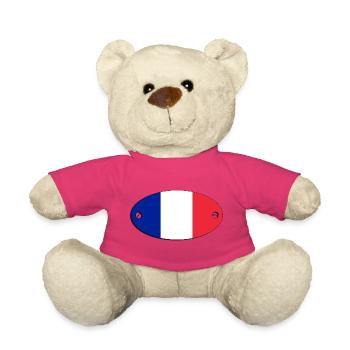 Oval flag France emblem.  France - Teddy Bear - pink - Front