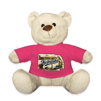 Nebraska Cornhusker State Vintage-Aufkleber - Teddy - Pink - Vorne