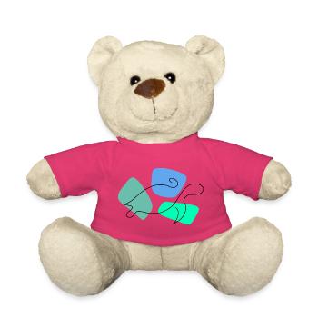 Lineart turtle with color background - Teddy Bear - pink - Front