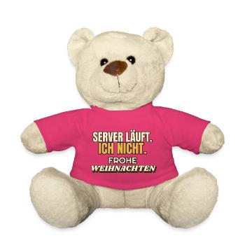 Server läuft. Ich nicht. Frohe Weihnachten - IT - Teddy - Pink - Vorne