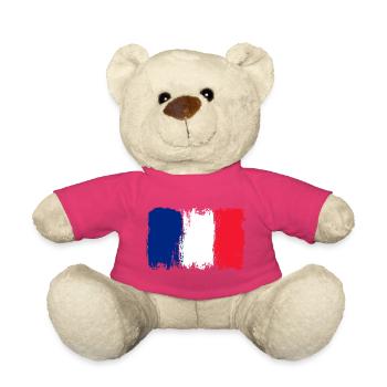 Drapeau Bleu Blanc Rouge Brush - Nounours - rose - Devant