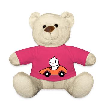 Bird Drives Fast Car Racing Car Sport Racing - Teddy Bear - pink - Front