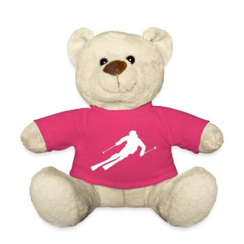 Minimalist Skier Silhouette Winter Sports - Teddy Bear - pink - Front