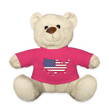 USA Flagge Kontur Motiv - Teddy - Pink - Vorne