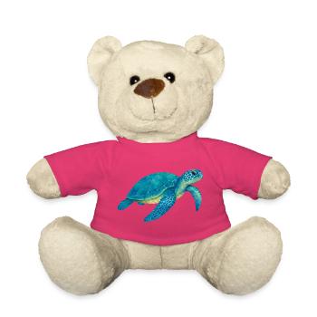 Tortue de mer bleue Aquarelle - Nounours - rose - Devant