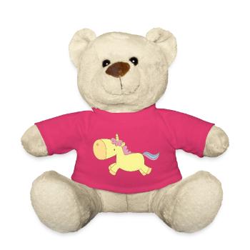 Cute Yellow Unicorn – Kawaii Fantasy Design - Teddy Bear - pink - Front