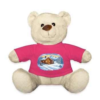 Refuge de ski d’hiver en montagne – Idylle alpin - Nounours - rose - Devant