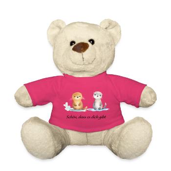 Schön, dass es dich gibt - Design mit Ottern - Teddy - Pink - Vorne