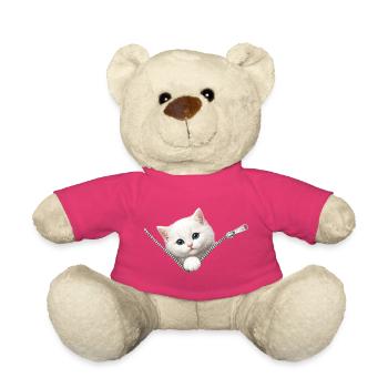 Chat chaton mignon à fermeture éclair - Nounours - rose - Devant