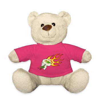 Retro Biker Motiv – Flammendrache & Schlange - Teddy - Pink - Vorne