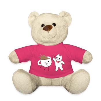 Süße Katze und Kaffeetasse High Five - Teddy - Pink - Vorne