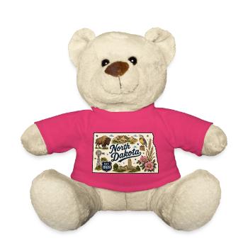 North Dakota Peace Garden State Vintage-Aufkleber - Teddy - Pink - Vorne