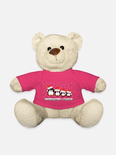 Weihnachten = Familie / X Mas / Pinguine / Schnee - Teddy - Pink