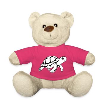 Turtle Black and White T-shirt Gift - Teddy Bear - pink - Front
