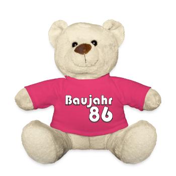 Année 86 Typographie rétro 40e anniversaire - Nounours - rose - Devant