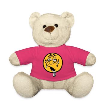 face cartoon cartoon circle round exhausted sun - Teddy Bear - pink - Front