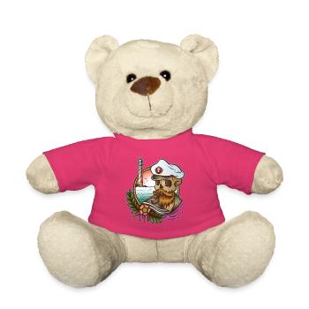 Sail T-Shirt Skull Sailor // Vintage Design - Teddy Bear - pink - Front