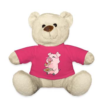 Schwein Pizza Kawaii süß - Teddy - Pink - Vorne