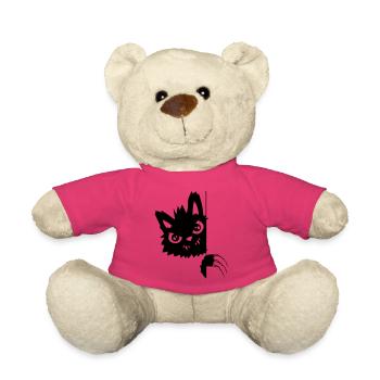 Scratching Evil Cat - Teddy Bear - pink - Front