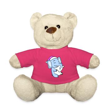 Éléphant avec oreiller et bonnet de couchage - Nounours - rose - Devant