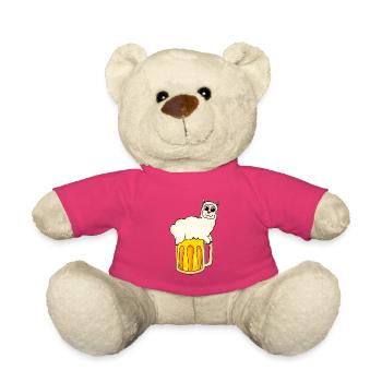 Bier lustig Alpaka Tier - Teddy - Pink - Vorne
