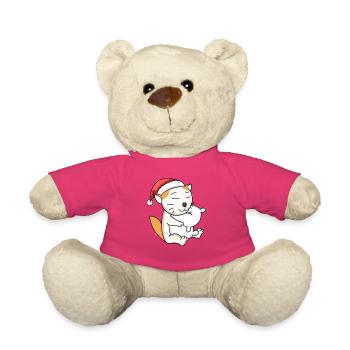 Cat Cute Selkirk Rex Tired Christmas - Teddy Bear - pink - Front