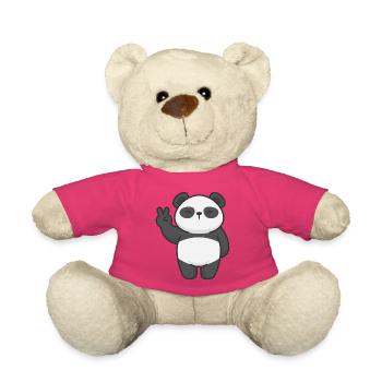 Motif Panda avec signe de paix bande dessinée - Nounours - rose - Devant