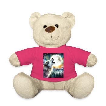 LOUP AU CLAIR DE LUNE HURLEMENT RITUEL NOCTURNE, NATURE SAUVAGE - Nounours - rose - Devant