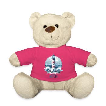 Ich brauche Meer Zeit Leuchtturm Geschenk - Teddy - Pink - Vorne