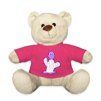Cactus Owl Sitting Cacti Night Bird Cute Cute - Teddy Bear - pink - Front