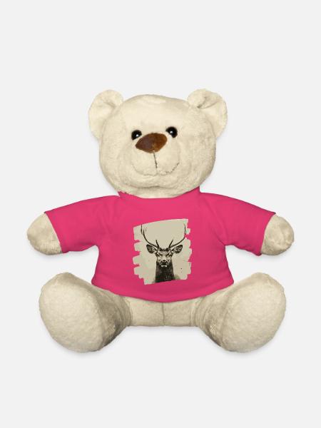 Hirsch mit Geweih - Teddy - Pink