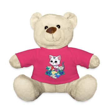 Spring Cats Cat Heart Tyrol Austria Child - Teddy Bear - pink - Front