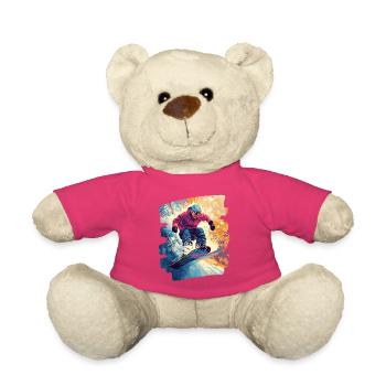Snowboarder poudreuse - Nounours - rose - Devant