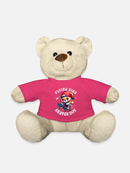 Skater teddy bear on skateboard - Teddy Bear - pink