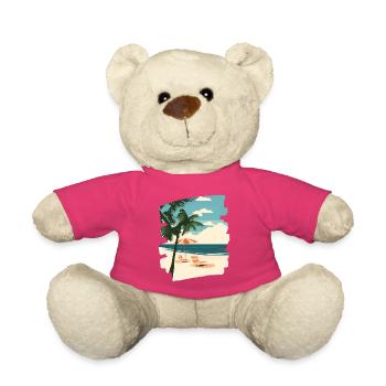 Plage Palmiers Soleil Été - Nounours - rose - Devant
