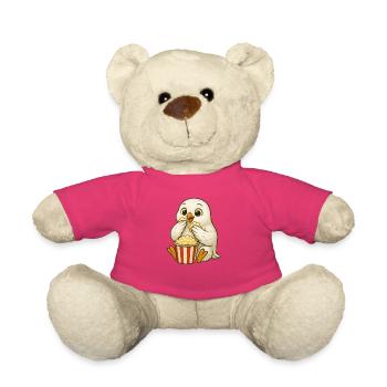 Eule Popcorn Kino Filmliebhaber Filmabend - Teddy - Pink - Vorne